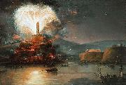 Jan Bogumil Plersch Fireworks in honor of Catherine II in 1787. oil on canvas
